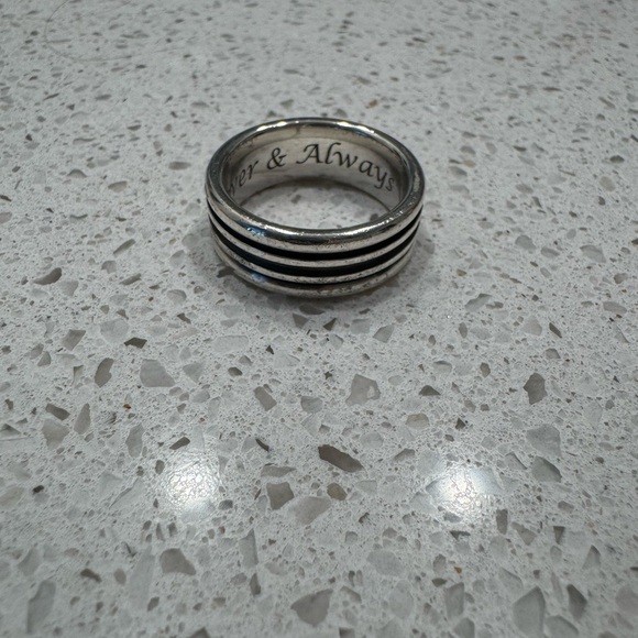 James Avery Silver and Black Striped Men's Ring - Picture 2 of 3